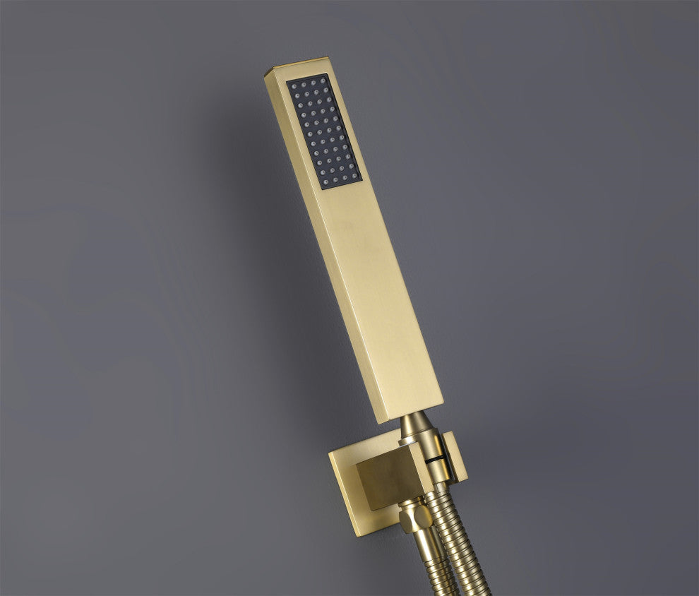 Brushed Gold Multifunctional Shower System 10" Stainless Steel Rain Shower Head