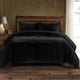 Stella Faux Silk Velvet Duvet Cover Set, 3PC, Black, Queen