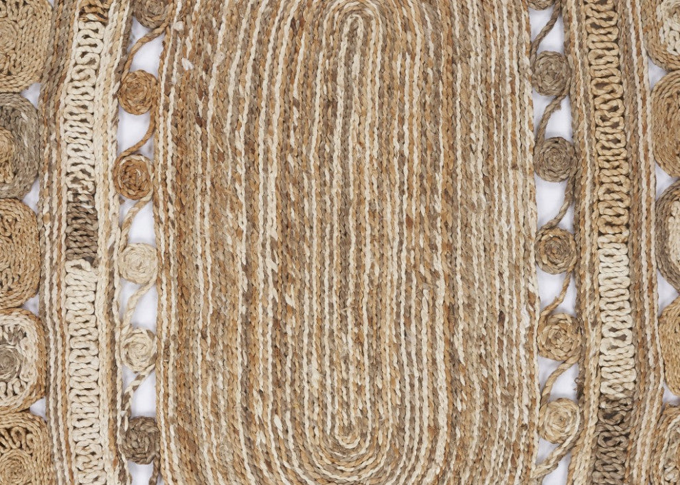 7" Oval Shaped Natural Toned Area Rug