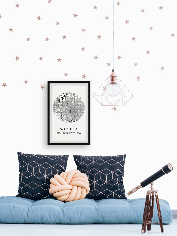 "Wichita Coordinates" Framed Painting Print, 8x12