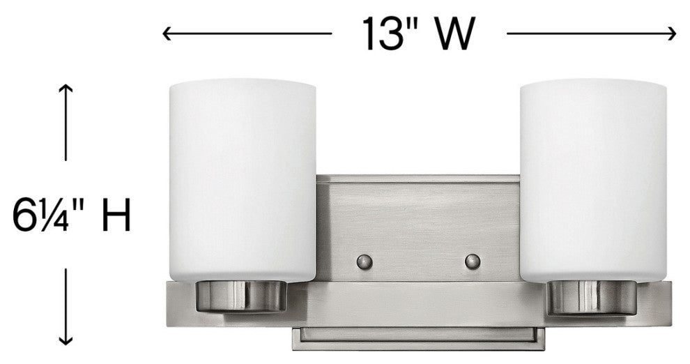 Hinkley Miley Small Two Light Vanity, Brushed Nickel