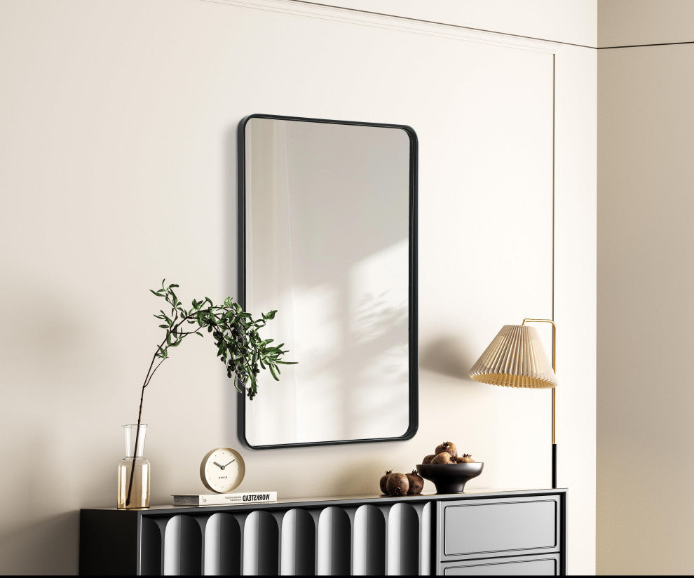Home Living Contour Metal Rectangle Mirror 30x48, Black