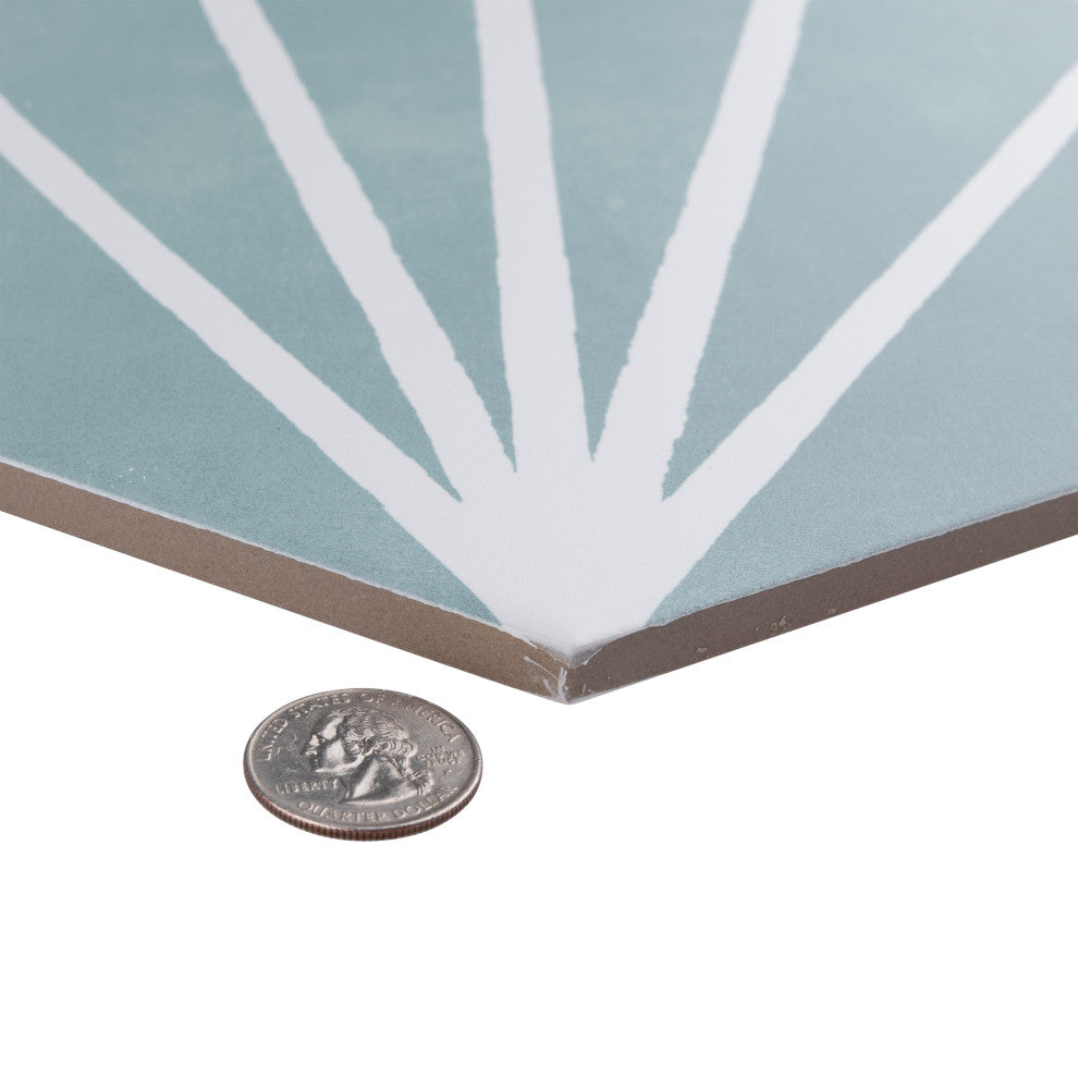 Horizon Dusk Hex Aquamarina Porcelain Floor and Wall Tile
