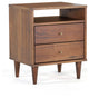 Mid Century 2-Drawer Nightstand, Brushed Walnut