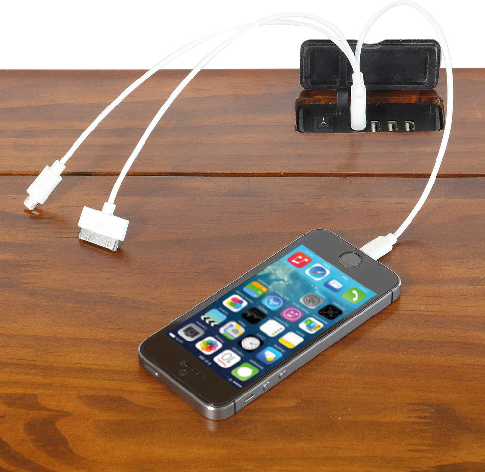 Folding Desk With Pull-Out and Usb Port, Warm Brown