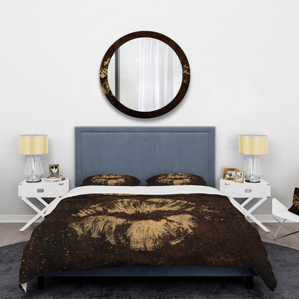 Gold Fashions Lips Glam Duvet Cover Set, Twin