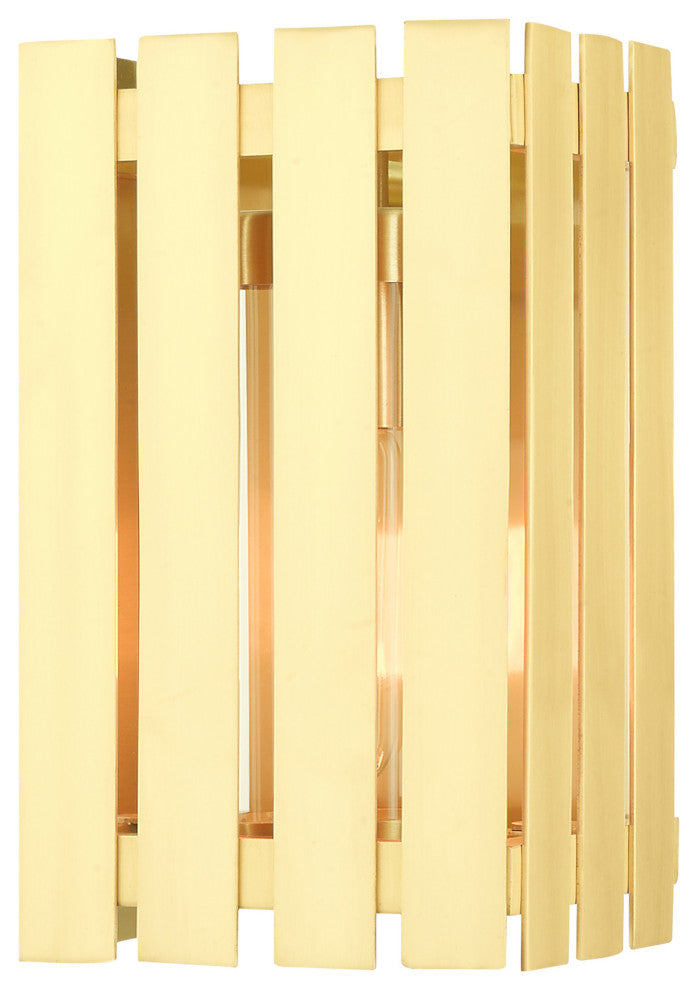 Livex Lighting Greenwich 1 Light Satin Brass Small Outdoor Wall Lantern