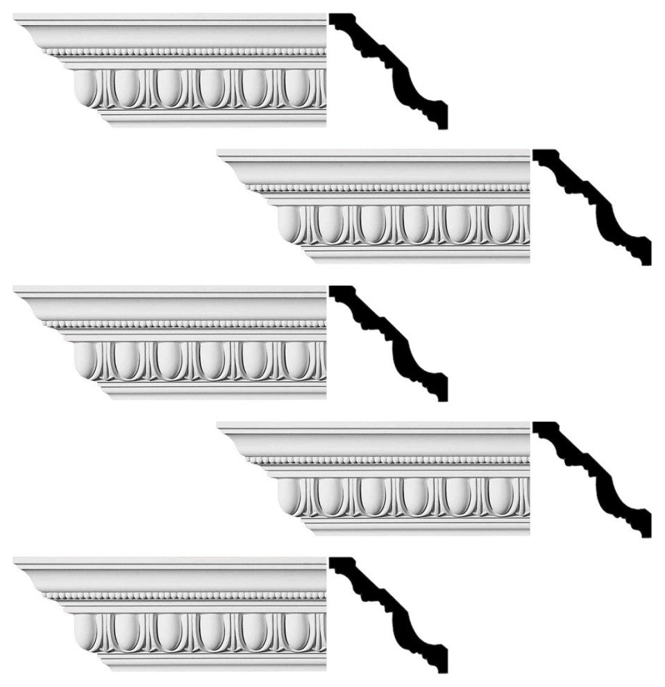 Ornate Cornice White Urethane Design 5 Pieces Totaling 480" Length