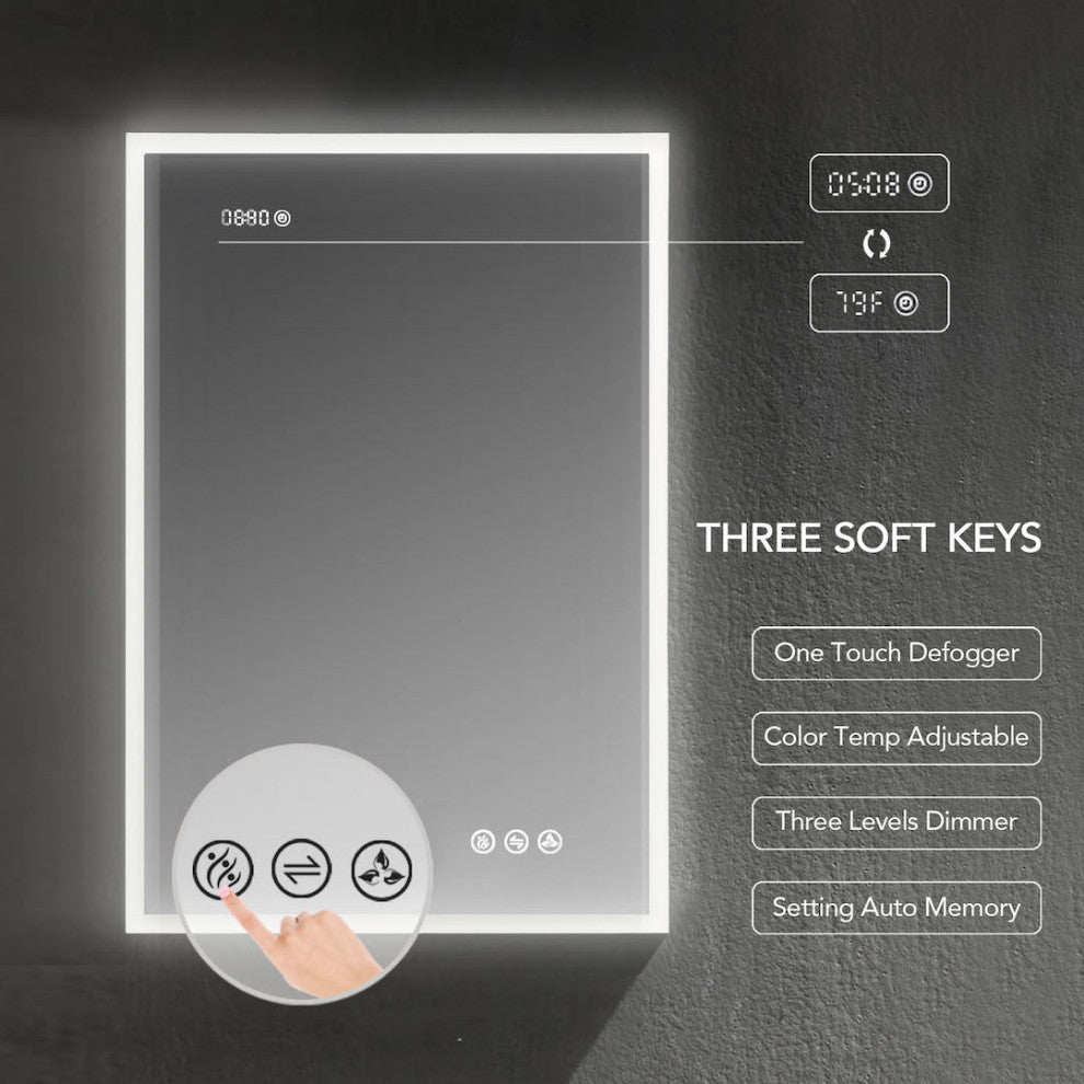LED Mirror Medicine Cabinet With 3X, Defogger, Dimmer Outlets and USB, 20/R