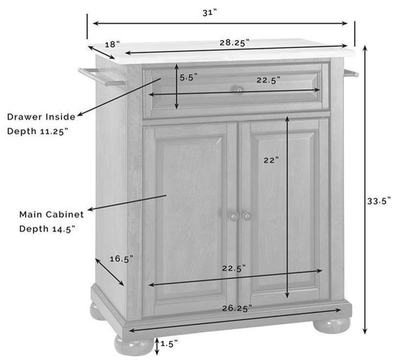 Crosley Furniture Alexandria Wood Portable Kitchen Island in White