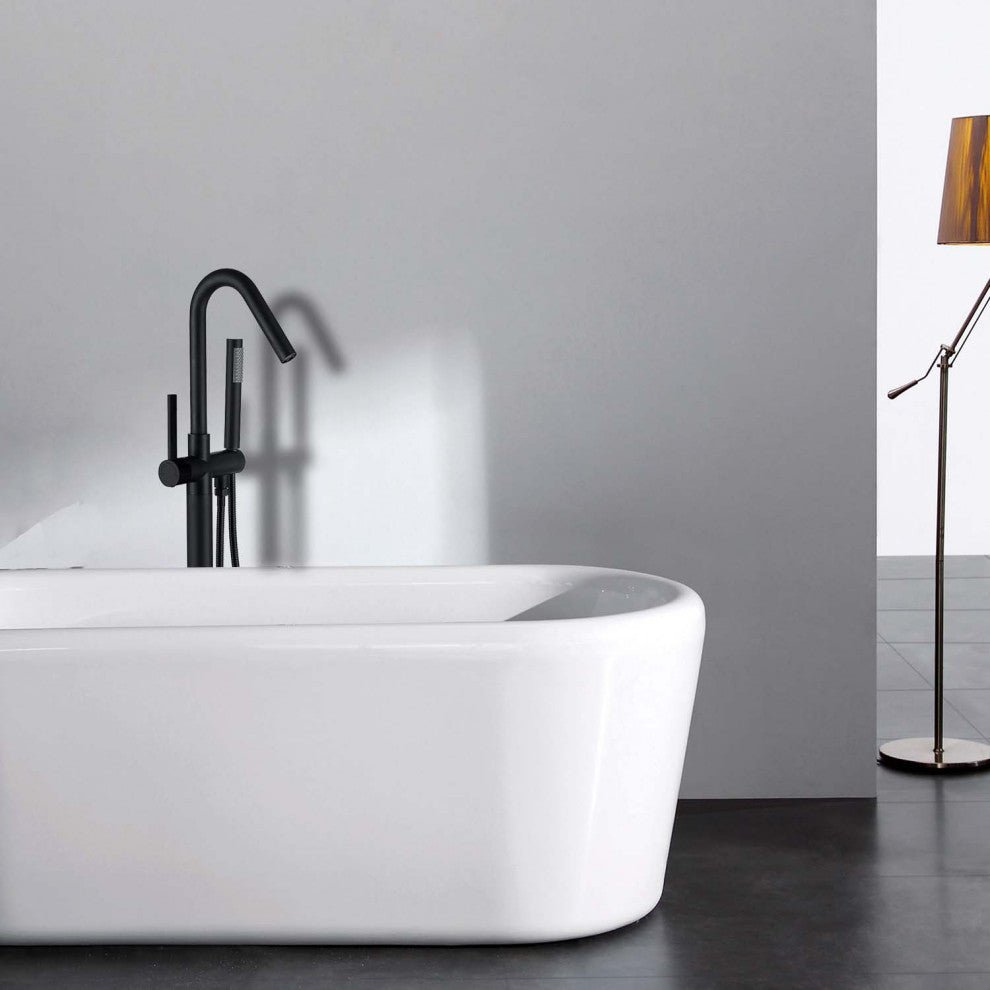 Givingtree Single Handle Floor Mounted Contemporary Tub Faucet,Matte Black