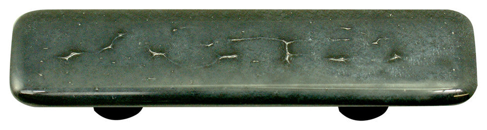 Art Glass Rectangle Fractured Pull, Alum Post, Silver Irid