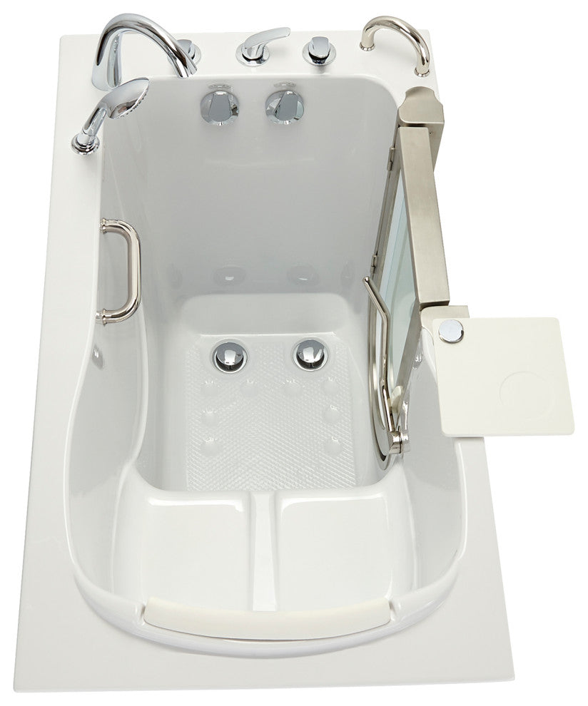 Ella Elite 32"x52" Acrylic Soaking Walk-In Bathtub Inward Swing Door, Dual Drain