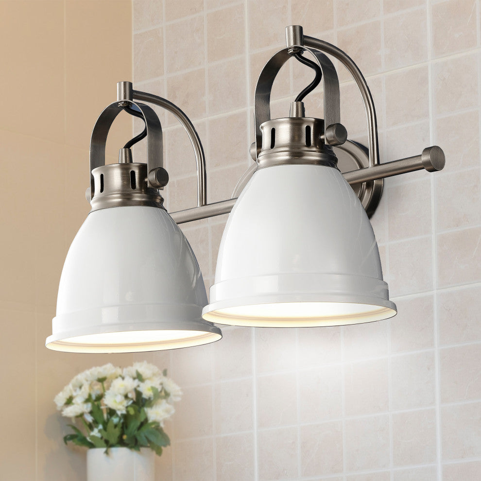Phineas Light Farmhouse Bohemian Iron LED Vanity, White, 2-Light
