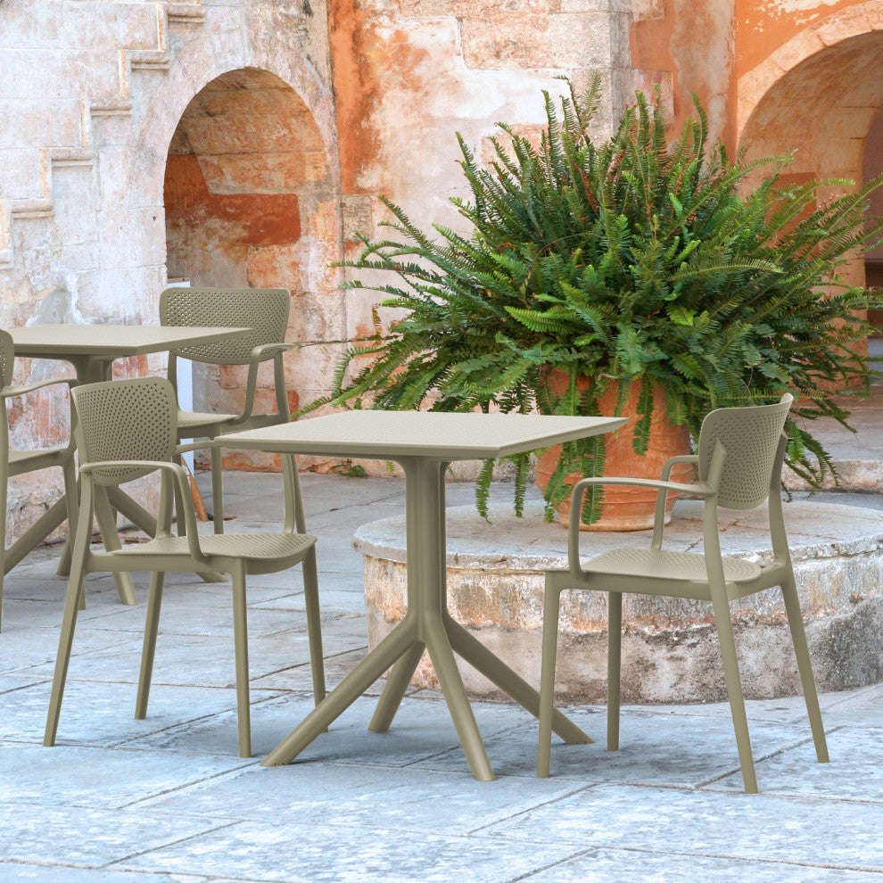 Loft Bistro Set 3 Piece With 27" Table Top Taupe