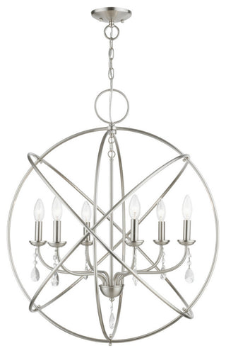 Aria 6 Light Brushed Nickel Globe Pendant Chandelier