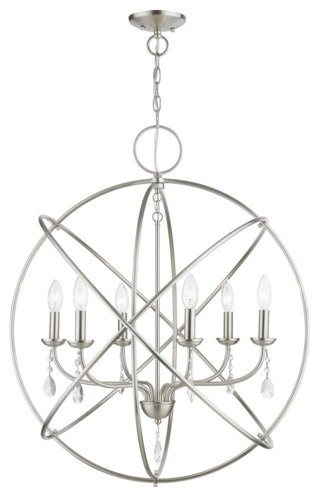 Aria 6 Light Brushed Nickel Globe Pendant Chandelier
