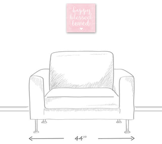 Happy Blessed Loved Pink 12x12 Canvas Wall Art