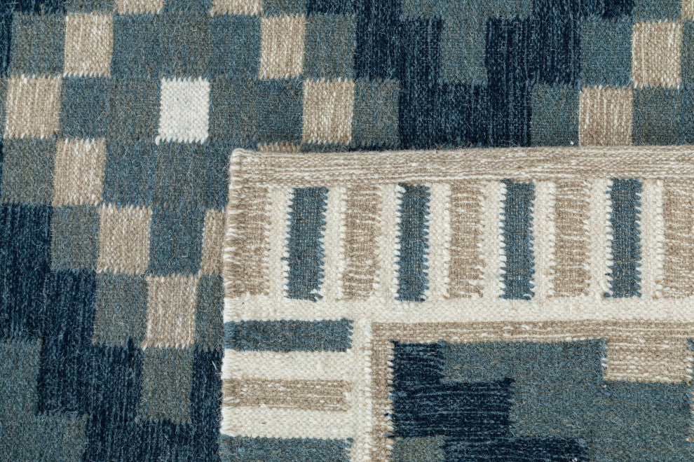 NuStory Mosaic Panja Hand-Made Contemporary Area Rug in Green, 5' x 8'