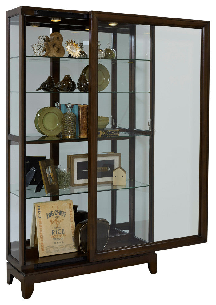 Sliding Door 5 Shelf Curio Cabinet in Deep Brown by Pulaski Furniture