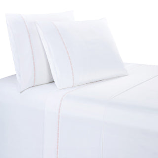 350TC Laurel Embroidered Border Sheet Set, 4 Piece, Blush, Twin