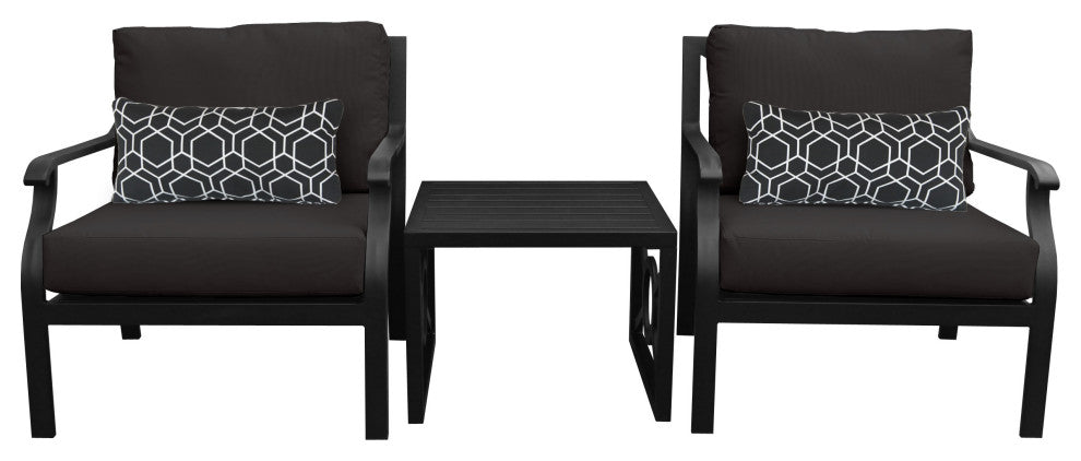 kathy ireland Madison Ave. 3 Piece Aluminum Patio Furniture Set 03a, Onyx