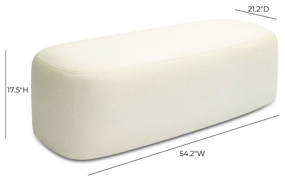 Graceland Cream Faux Mohair Bench