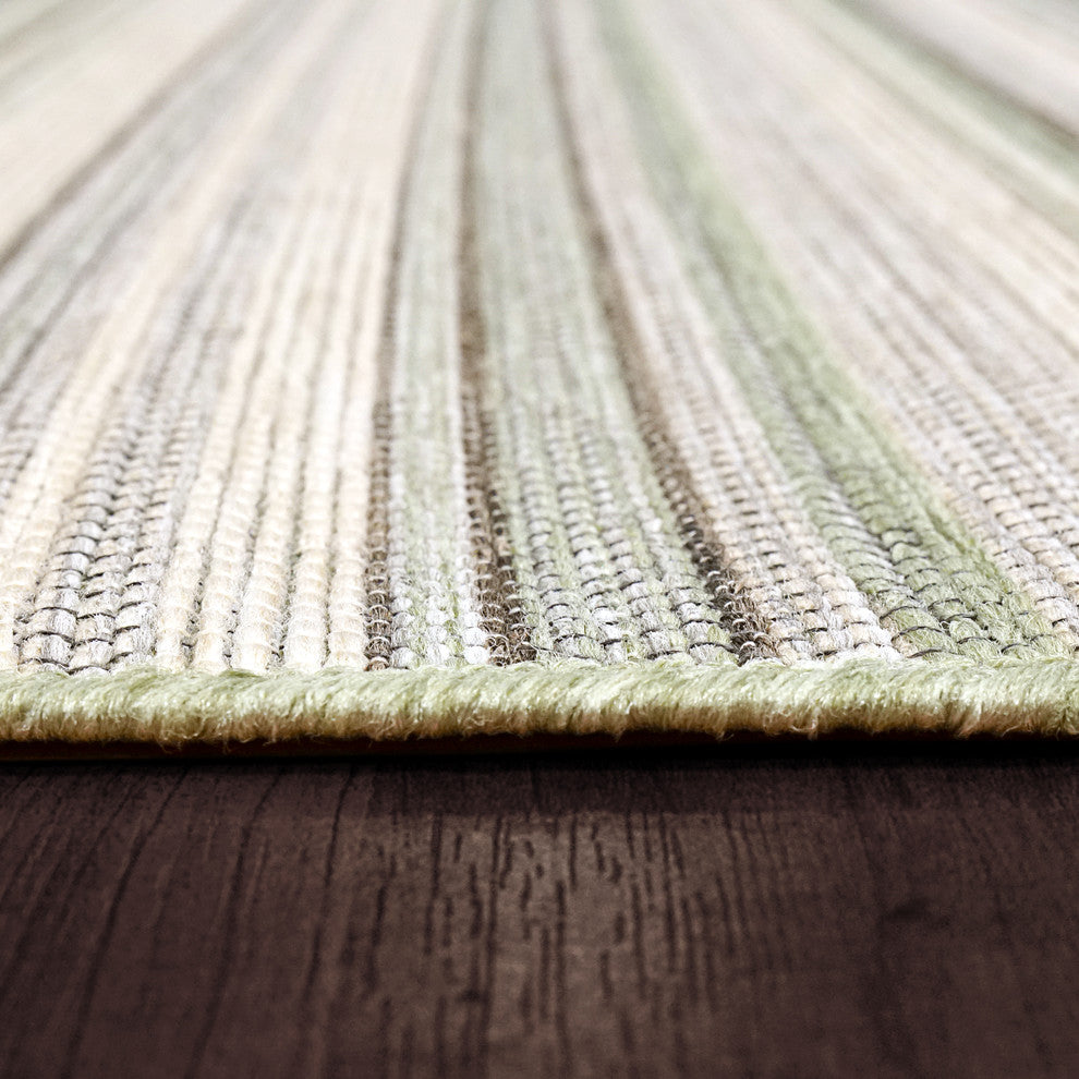Newport Green And Ivory Area Rug, 2'2"X7'7"