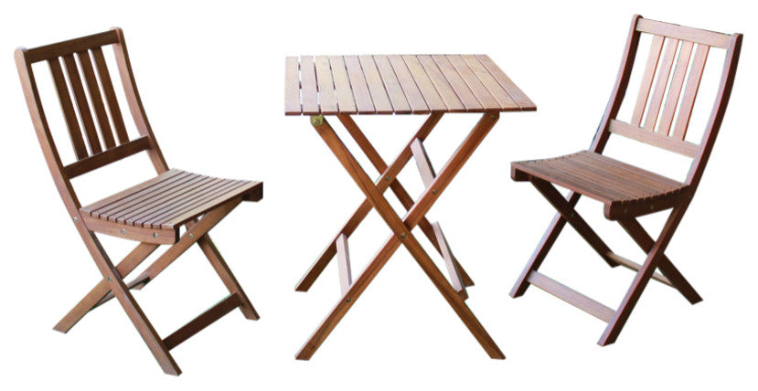 Outdoor Table Set With 2 Chairs, Brown