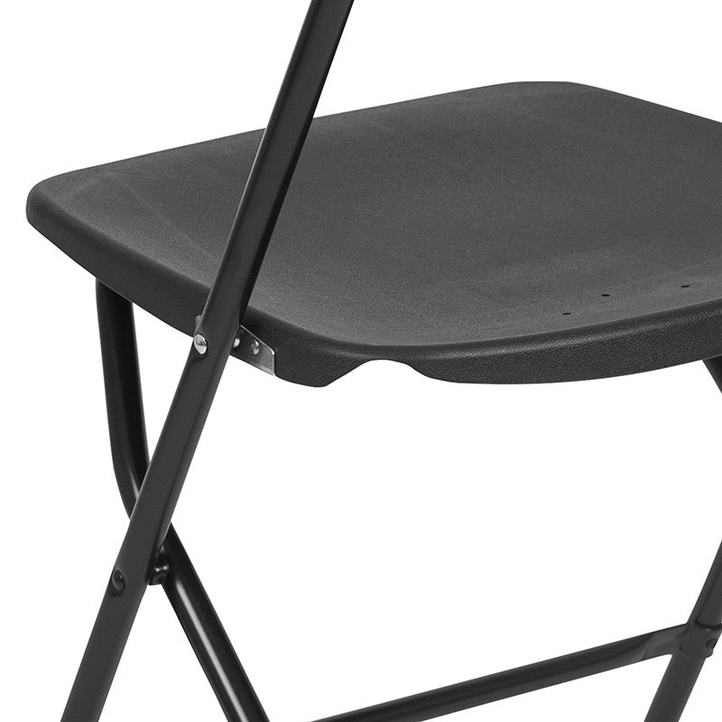 Hercules Series Plastic Folding Chair - 2 Pack 650LB Weight Capacity, Black