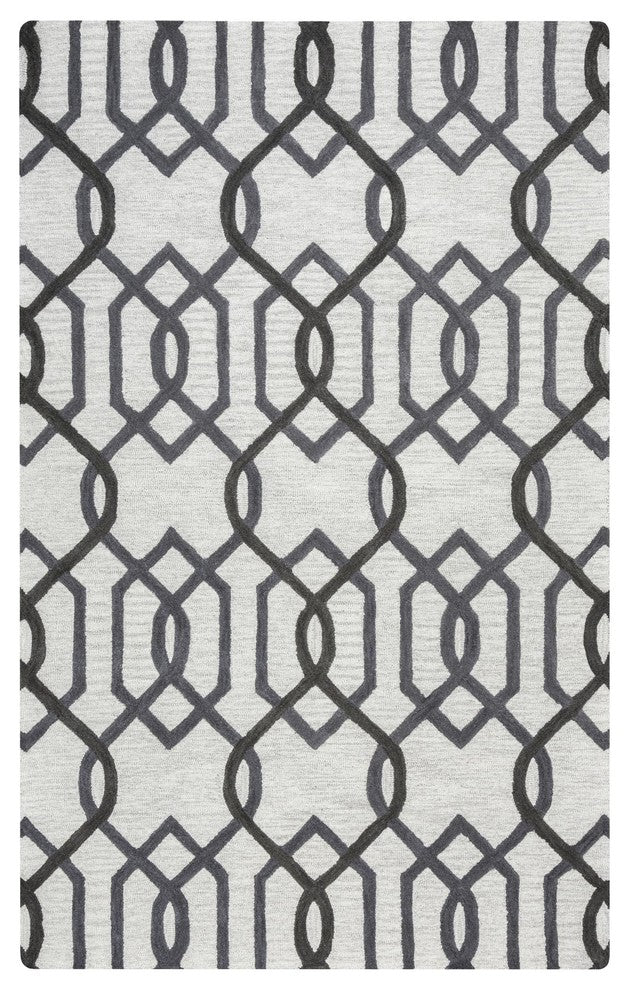 Rizzy Home Caterine CE9526 Gray Trellis Area Rug, Rectangular 5'x8'