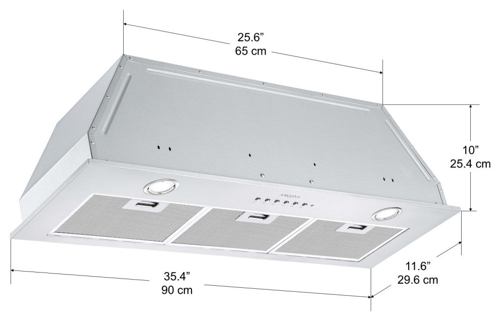 Ancona 36" BNL436 420 CFM Ducted Insert Range Hood with Night Light Feature