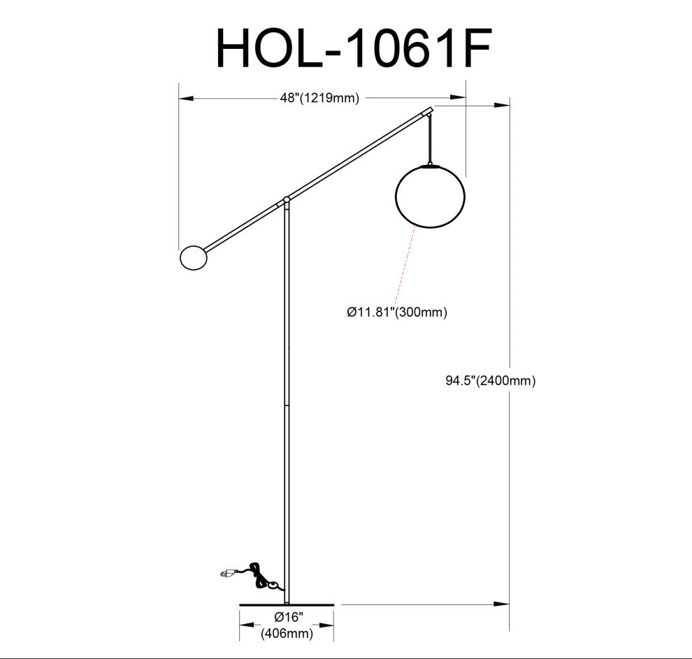 Holly Transitional 1 Light Matte Black White Metal Floor Lamp