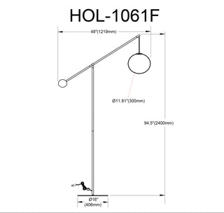 Holly Transitional 1 Light Matte Black White Metal Floor Lamp