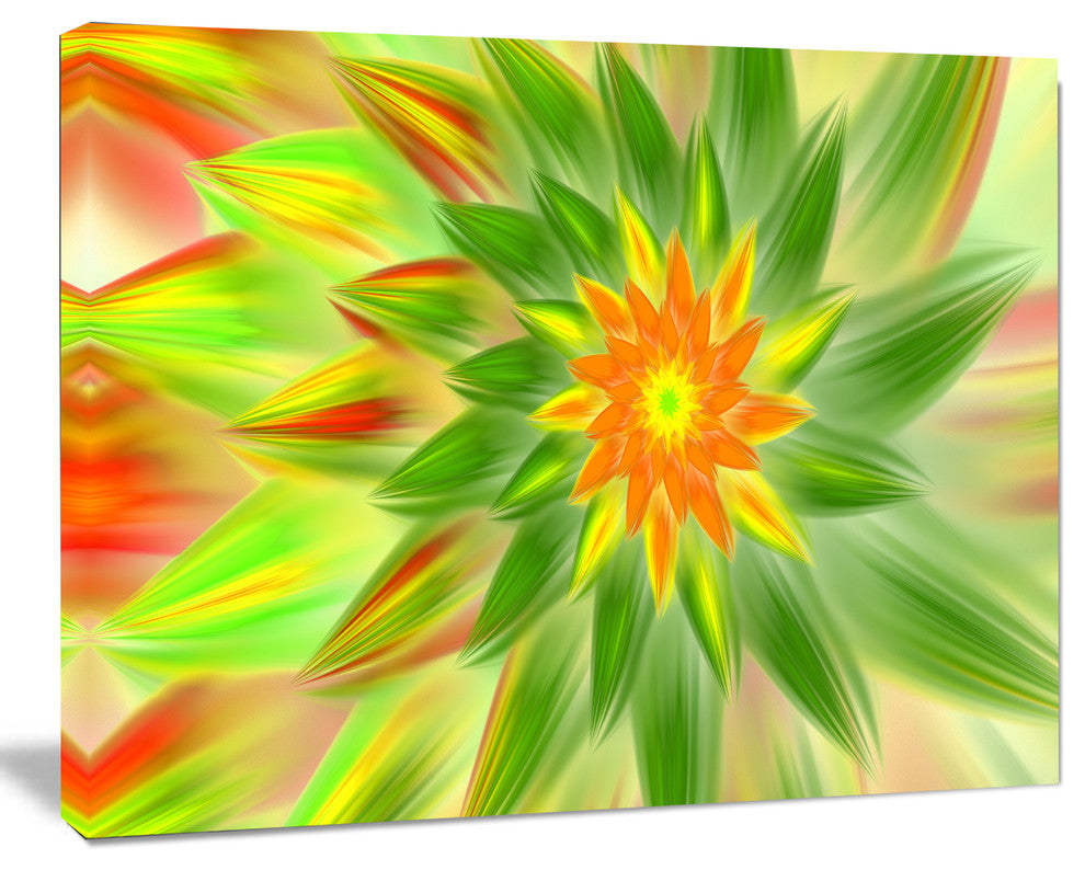 Dancing Green Fractal Flower, Floral Canvas Art Print, 40"x30"