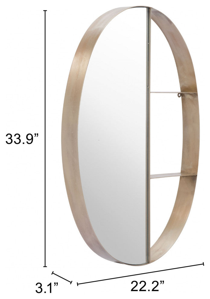Half Mirror Half Shelf Bronze Unit