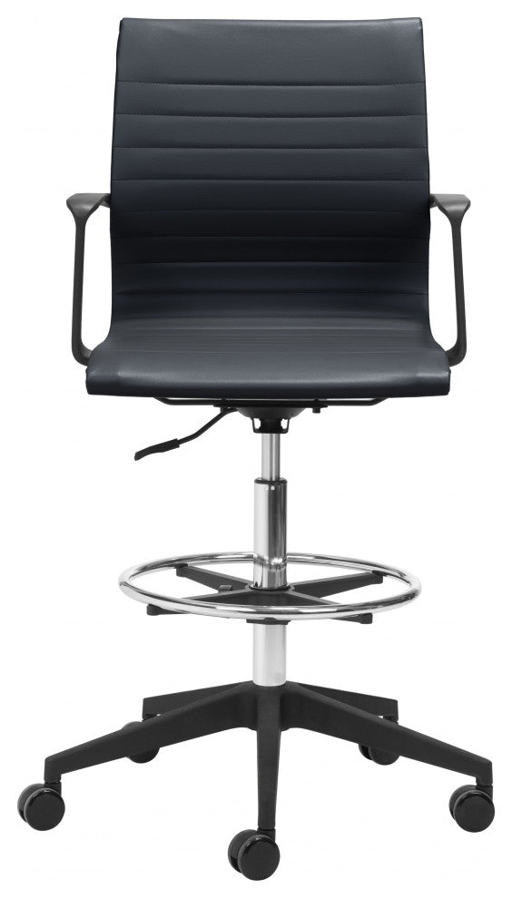 Mod All Black Faux Leather Drafting Chair