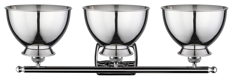Adirondack 3-Light 28" Bath Vanity Light, Polished Chrome Shade