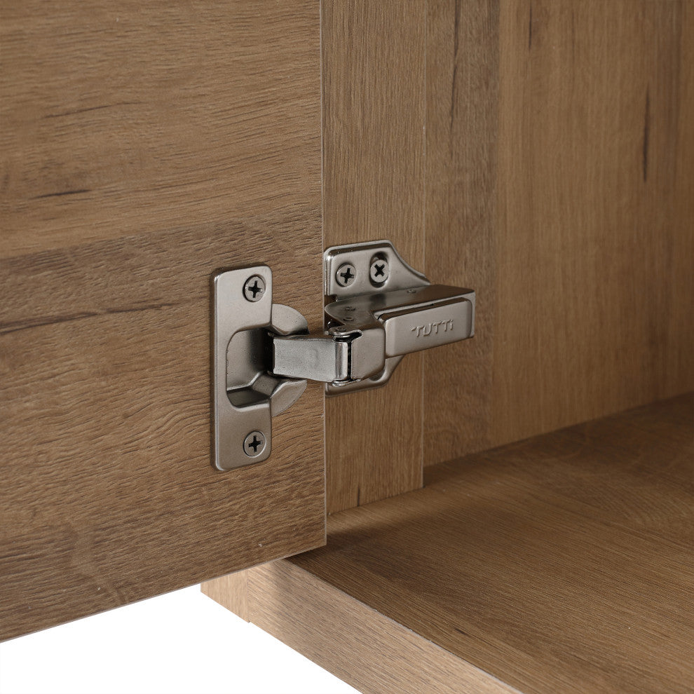 Bathroom Vanity With White Resin Top and Basin, Imitative Oak, 48x18