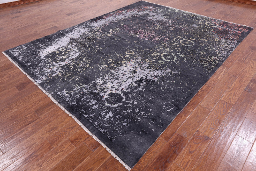 Wool and Silk Modern Hand Knotted Rug 8' 2" X 10' 4" Q8494