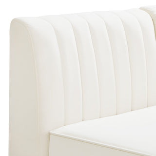 Alina Velvet Upholstered 4-Piece Modular Sofa, Cream