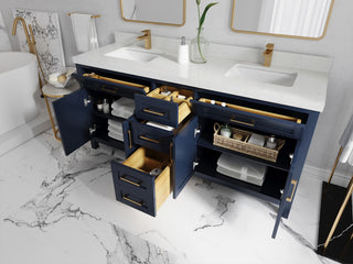 Cambridge 72 Double Sink Bath Vanity in Hale Navy Blue 2" Carrara Quartz