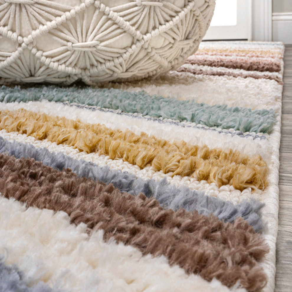 Elin Chevron High-Low Multi/Cream 3'x5' Area Rug