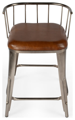 Coriander Iron & Leather Counter Stool, 5542344
