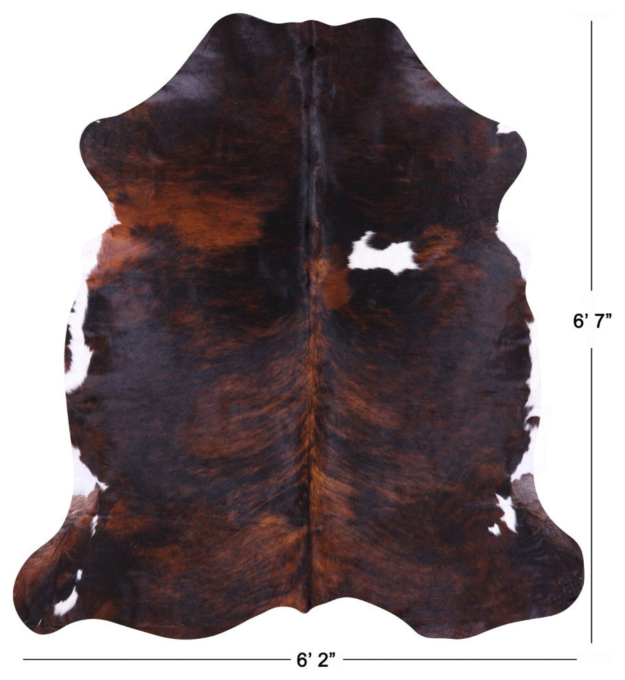 6' 7" X 6' 2" Brindle Natural Cowhide Rug C2259