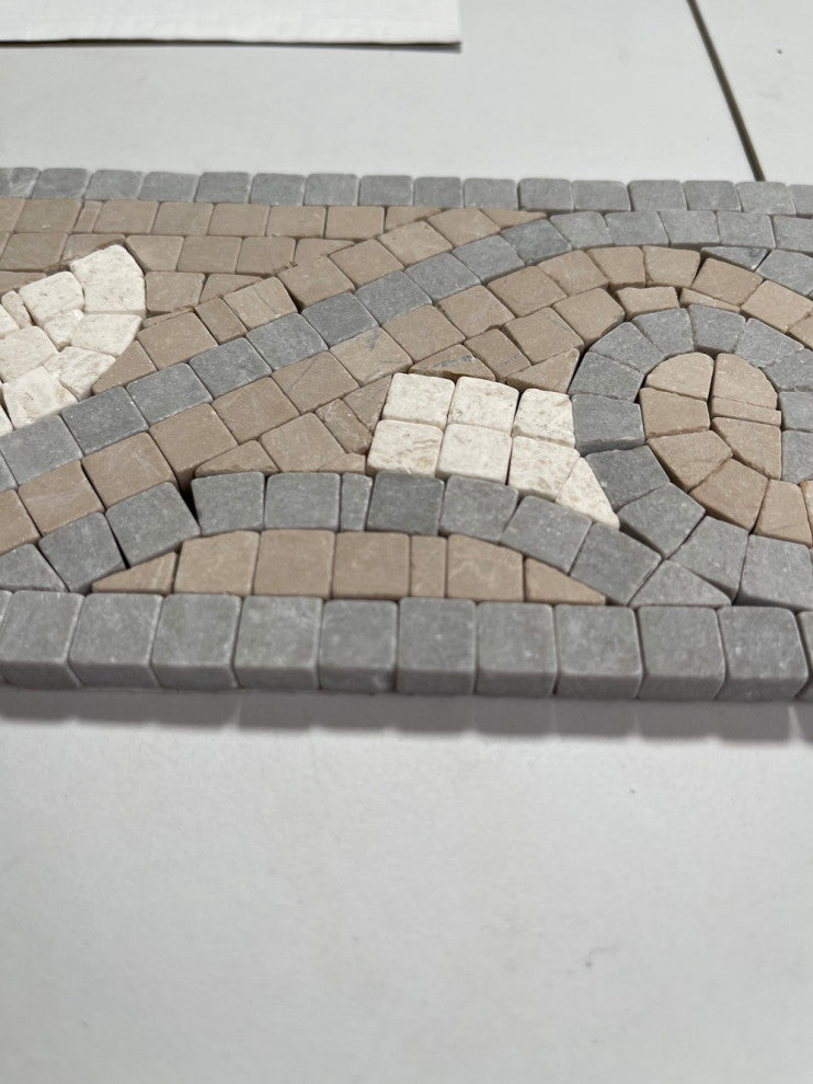 Marble Mosaic Border Bathroom Accent Listello Tile Swirl 4x12 Tumbled, 1 piece