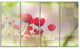 Wild Red Poppy Flowers, Floral Canvas Art Print, 48"x28", 4 Panels