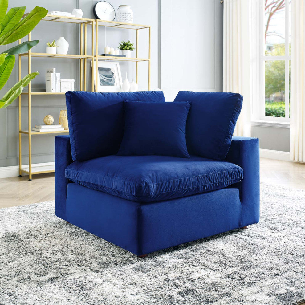 Accent Chair, Velvet, Blue Navy, Modern, Living Lounge Hotel Lobby Hospitality