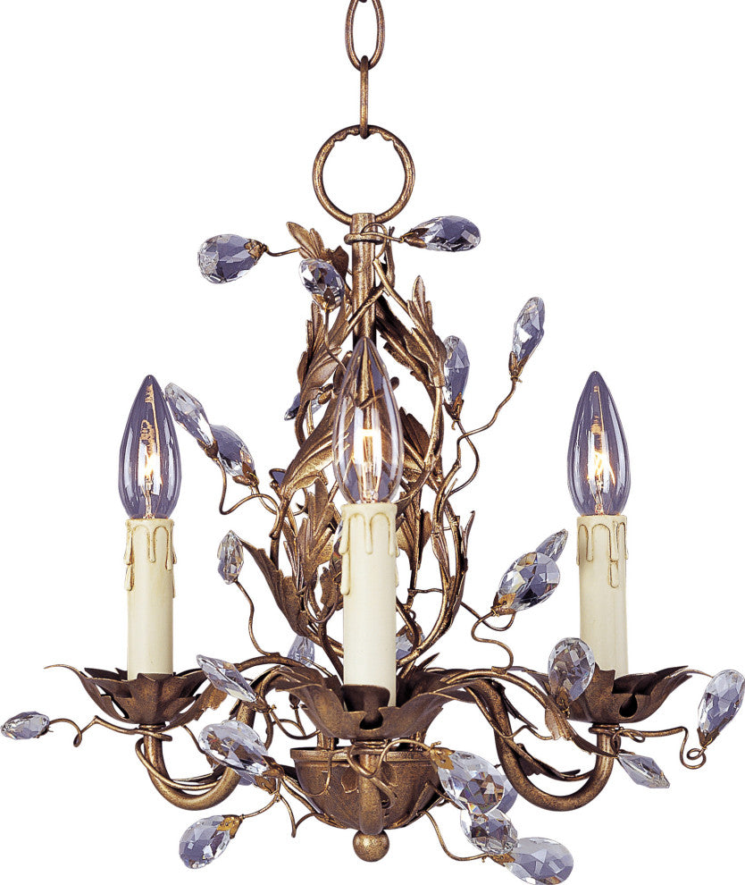 Maxim 2855 Elegante 14"W 3 Light Chandelier - Etruscan Gold