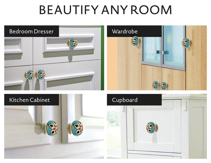 10-pcs Ceramic Designer Knobs, Decorative Ceramic Cabinet Knobs, Drawer Knobs